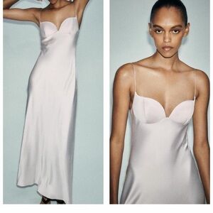 Satin Slip Dress with Sculpted Bust